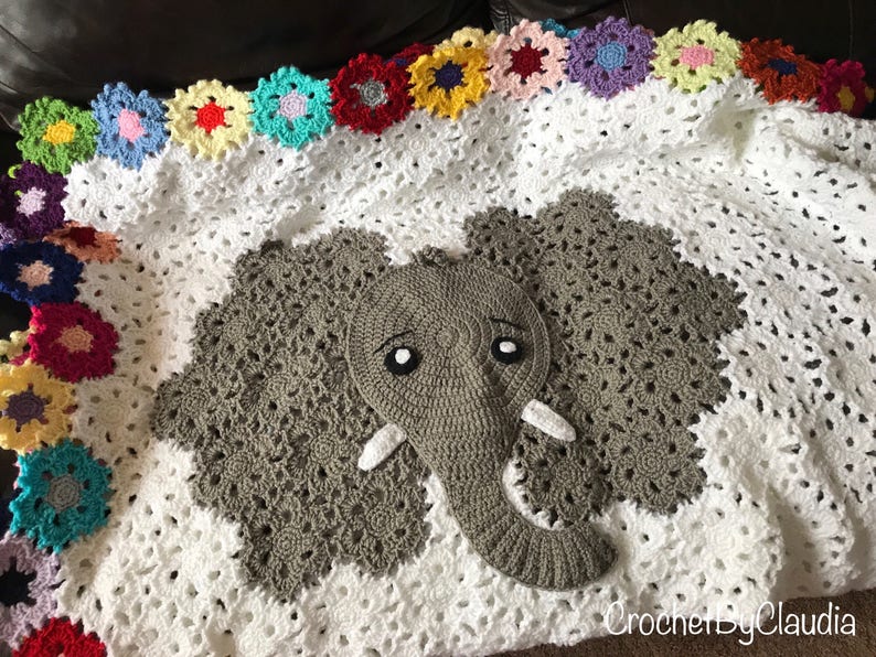 Elephant Blanket/crochet Elephant Afghan /elephant/ Etsy