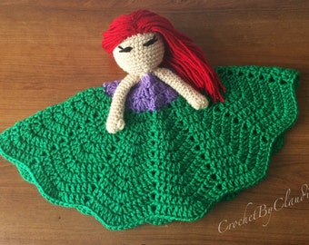 Princess Ariel Inspired Lovey/ Security Blanket/ Amigurumi Doll/ Crochet Ariel Doll-- Made To Order