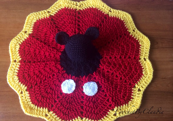 Crochet Mickey Mouse Lovey – Handmade Baby Security Blanket - Etsy