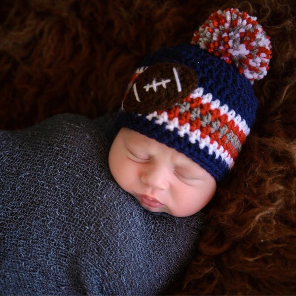 Crochet New England Patriots Inspired Beanie--- Any size---