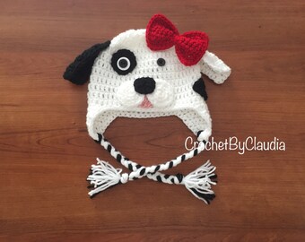 Dalmatian Crochet Beanie PhotoProp/ Made to Order