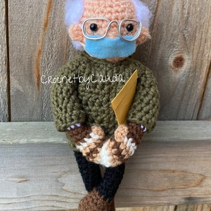 Crochet Bernie Sanders Doll with Mittens, Handmade  Decor