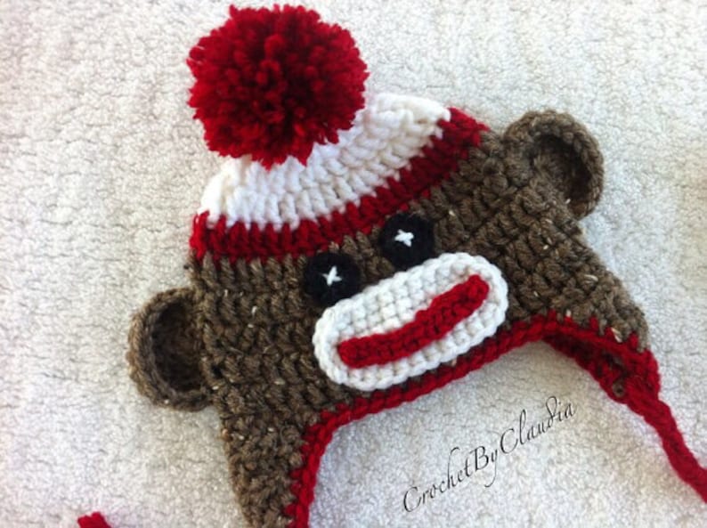 Baby Boy 0-3 Month Sock Monkey Beanie