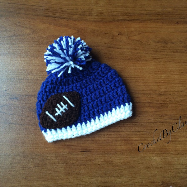 Crochet Indionapolis Colts Inspired Beanie--- Any size---