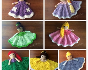 Princess Inspired Lovey/ Security Blanket/ Amigurumi Doll/ Crochet Doll-- Made To Order