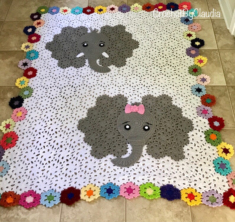 Elephant Blanket/crochet Elephant Afghan /elephant/ Etsy