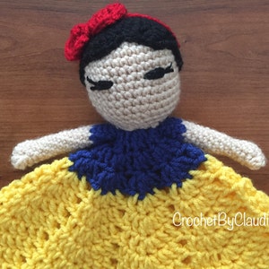 Snow White Inspired Lovey/ Security Blanket/ Amigurumi Doll/ Crochet Snow White Doll Made To Order image 3