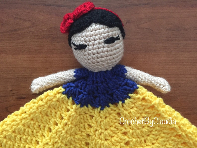 Snow White Inspired Lovey/ Security Blanket/ Amigurumi Doll/ Crochet Snow White Doll Made To Order image 3