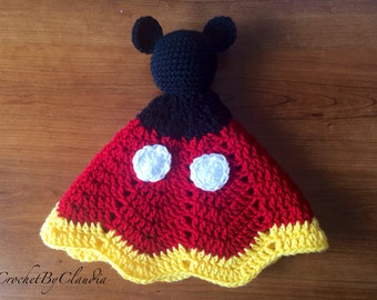 Mickey Mouse Inspired Lovey/ Security Blanket/ Amigurumi Doll/ Crochet Mickey Mouse -- Made To Order