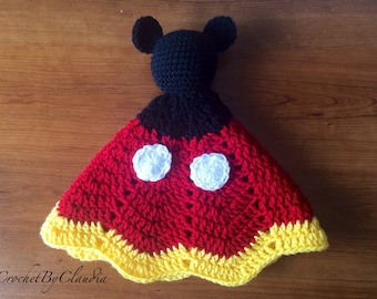 Crochet Mickey Mouse Lovey – Handmade Baby Security Blanket