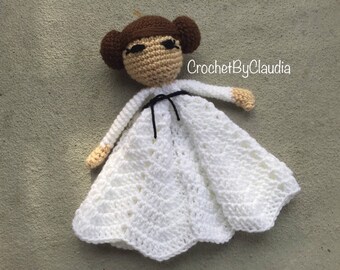 Princess Leia Inspired Lovey/ Security Blanket/ Amigurumi Doll/ Princess Leia Doll-- Made To Order