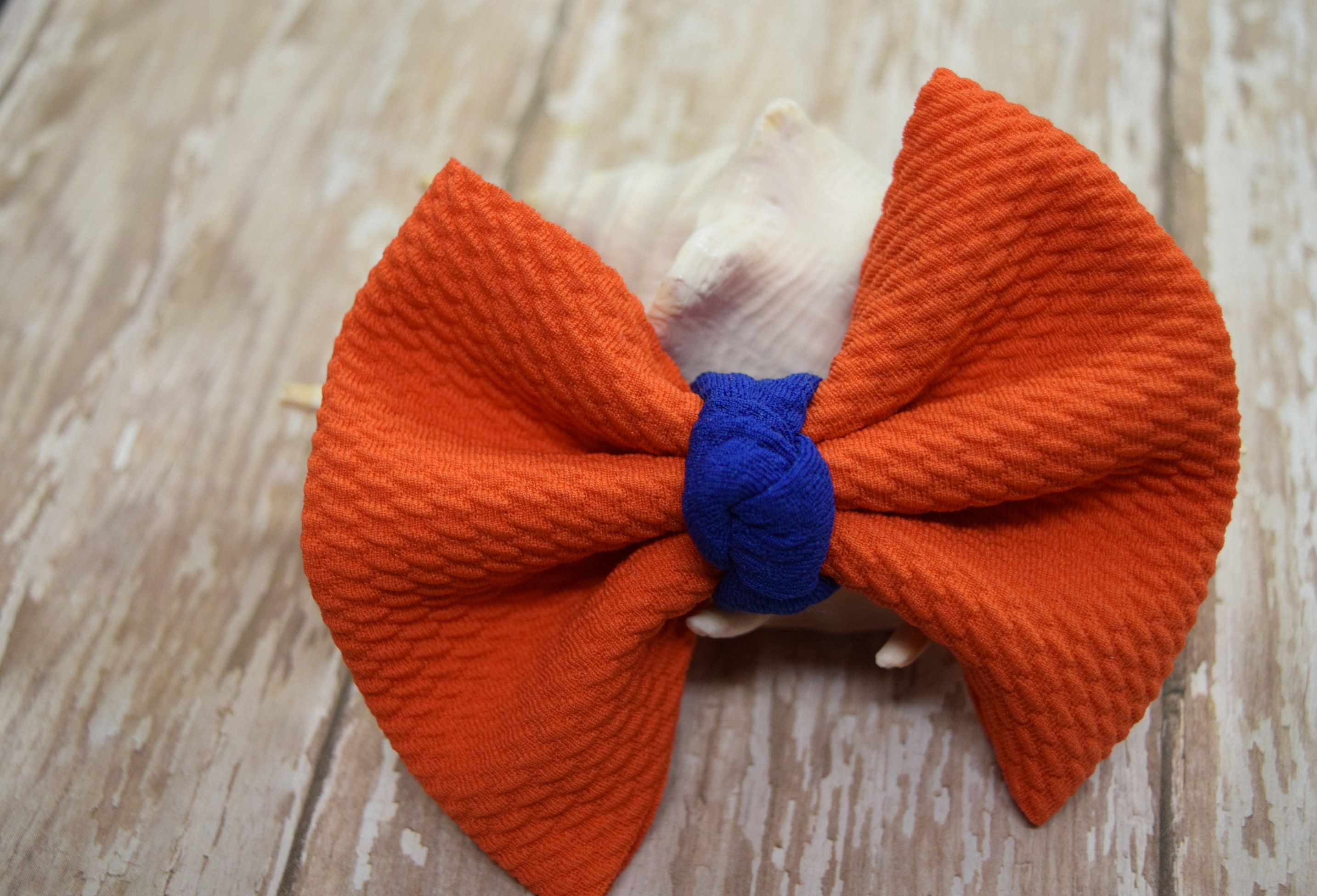 Florida Gators Hair Bow: Orange & Blue College Football Bow  display picture 2