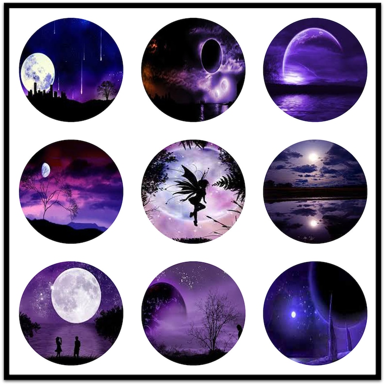 Purple Moons Purple Moons Designs 30mm Circles 1 | Etsy