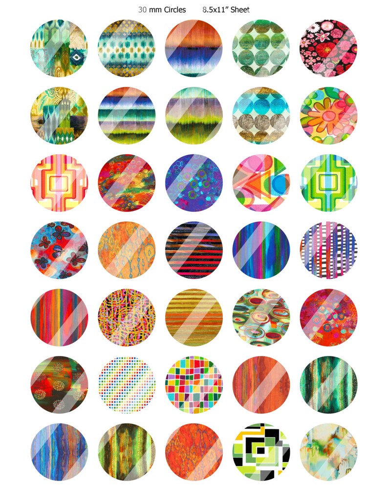 30mm Circle Designs Digital Downloads Fabric Designs | Etsy