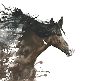 Impression d'aquarelle de cheval