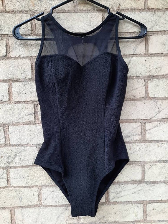 8//VINTAGE KATHY IRELAND Black One Piece Swimsuit