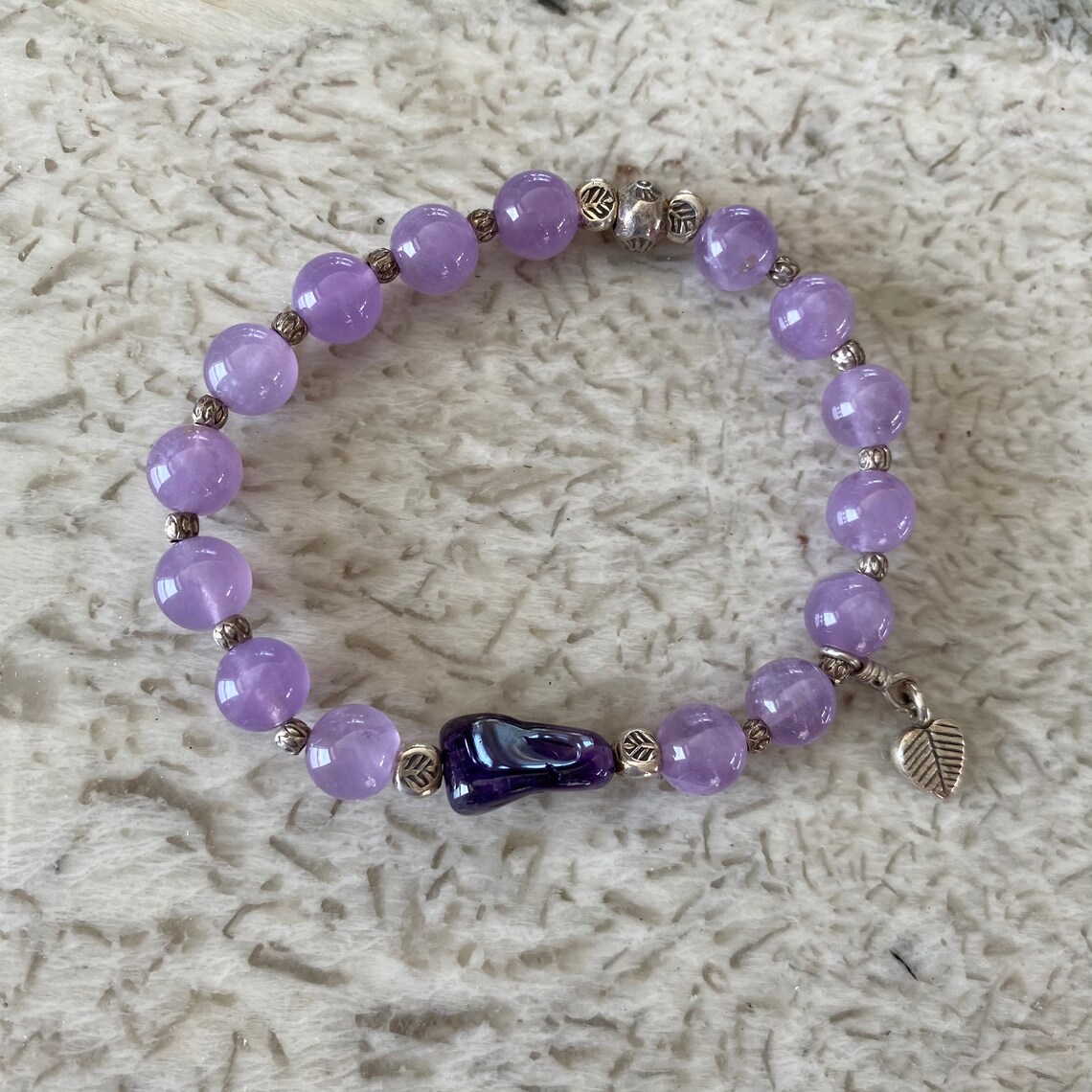 Lilac Amethyst-Fine Sterling Beads and Charm-Stretch | Etsy