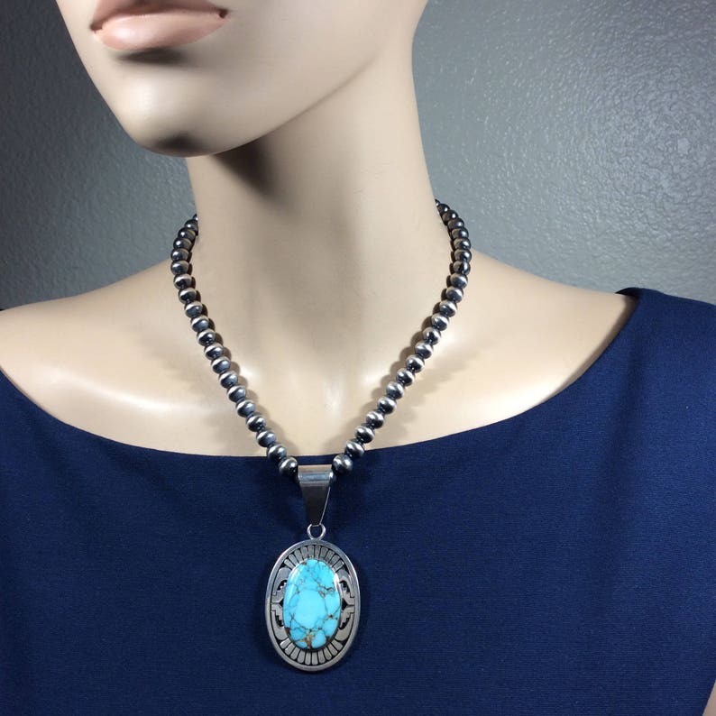 Navajo Pearls-8mm 925 Sterling Necklace-Seamless 925 Sterling Beads-Fine Sterling-Sterling Wheat Chain-18 inch-Elegant Classic-Isa Stone