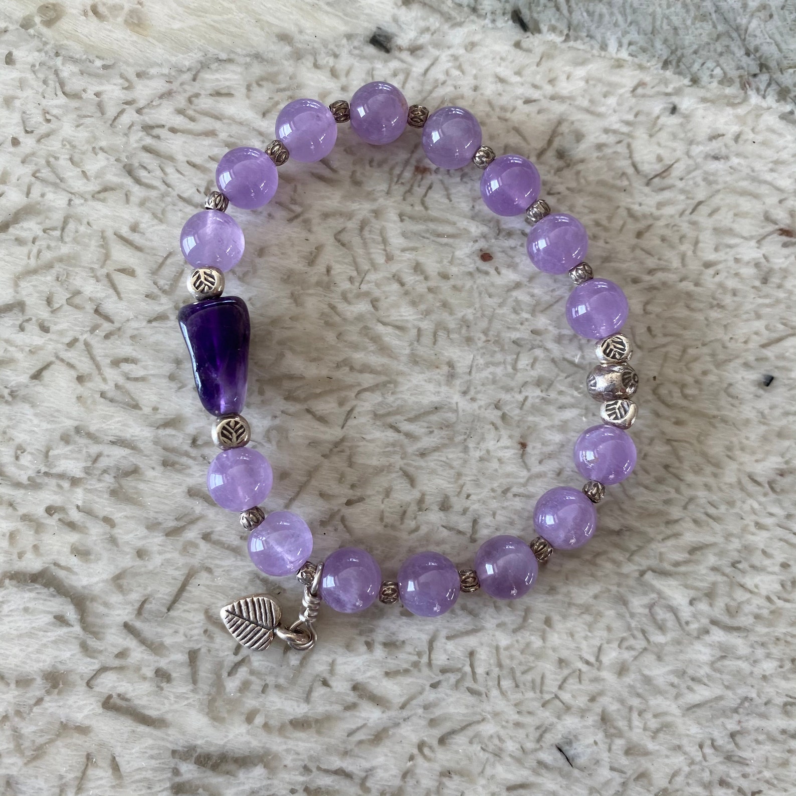 Lilac Amethyst-Fine Sterling Beads and Charm-Stretch | Etsy