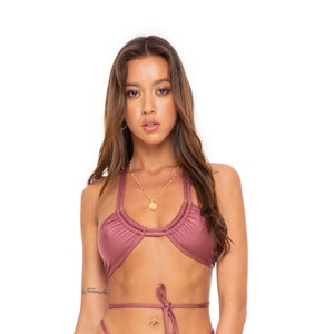Zaphora Pink Halter Bikini | Krawatte Bikini | Halfter Dreieckstop| Halfter Bandeau | strappy Bikini Top| Sexy|summer|gift für sie