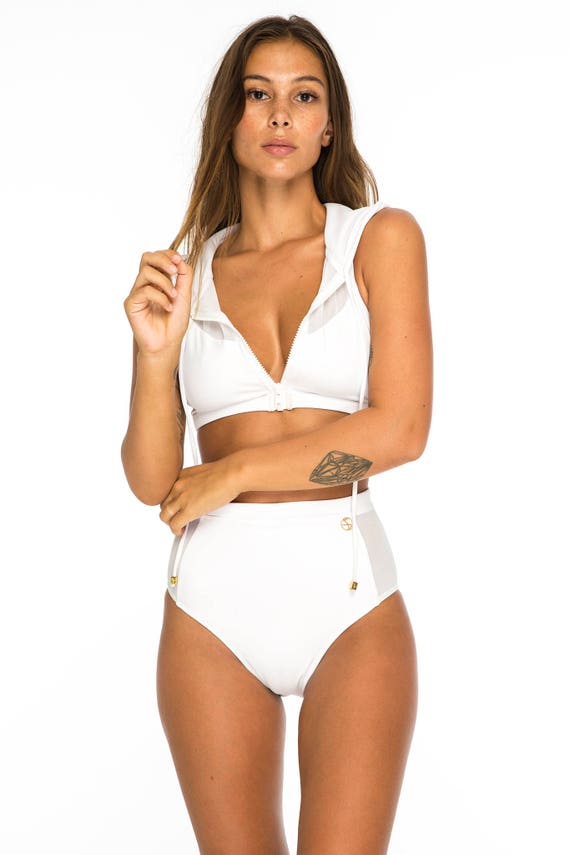 front zip swim top