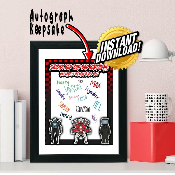 Skibidi Toilet Party Sheet; Memory Page; Signature Page, Autograph; Birthday Activity; Keepsake; Party Decor; Digital Download