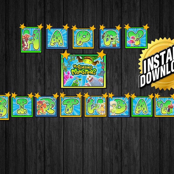 My Singing Monsters Birthday Banner; Singing Monsters; cute Monsters; Printable Birthday; DIY Birthday sign; Instant Download Decoration