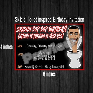 Skibidi toilet Birthday Invitations; Skibidi Toilet Series; Cameraman; Personalized; Printable; Digital Invites