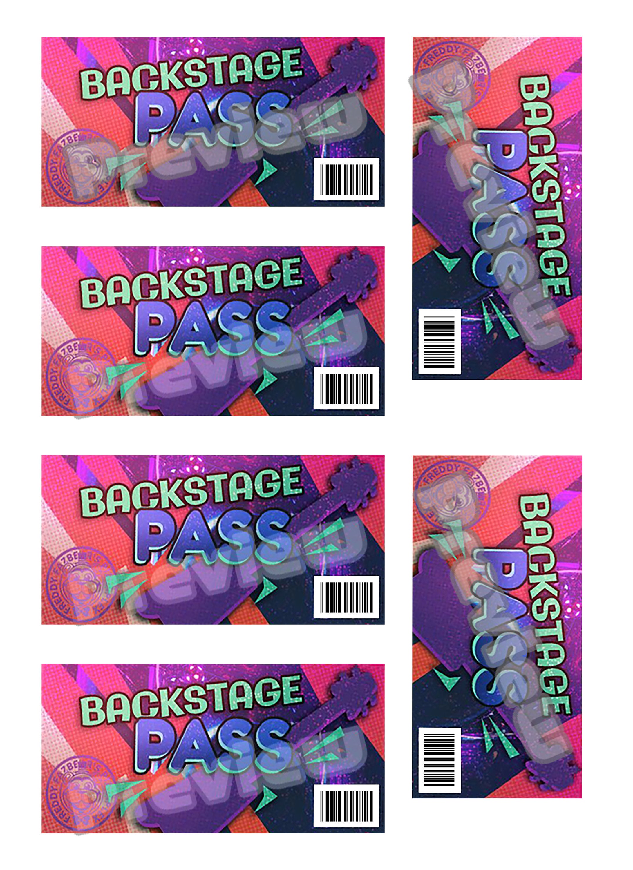 FNAF Backstage Pass; Fnaf Security Breach; Mega Pizzaplex; Freddy Fazbear;  Party Decor, Five Nights at Freddy's; Printable; Digital