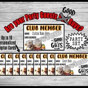 Conjunto de fiesta de tarjetas de membresía de Bad Guys Club, tarjetas personalizadas, bolsa de regalos, favor de fiesta digital, accesorio de disfraz de Coplay; Fiesta de la película de chicos malos