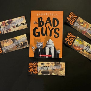 The Bad Guys Bookmarks; Printable Goodie Bag Fun; Bad Guys Books; Party Book mark; Mr. Wolf; Mr. Shark; Mr. Snake; Digital Party Favors;