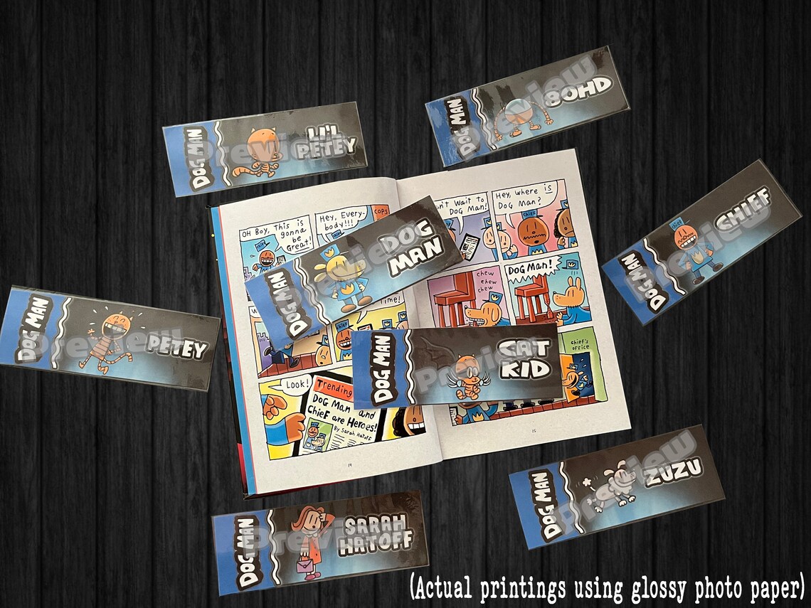 Dog Man and Cat Kid Bookmarks Printable Goodie Bag Dog Man - Etsy Singapore