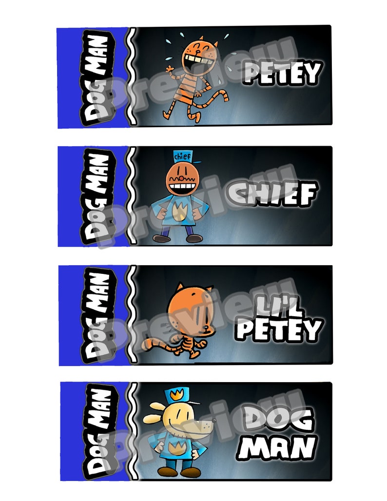 Dog Man and Cat Kid Bookmarks Printable Goodie Bag Dog Man - Etsy Singapore