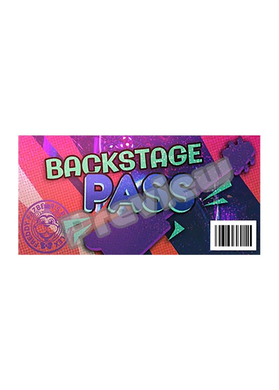 FNAF Backstage Pass Fnaf Security Breach Mega Pizzaplex Freddy Fazbear Party  Decor, Five Nights at Freddy's Printable Digital 