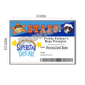 FNAF Superstar Kindertagesstätten-Abzeichen; Personalisierte Personalabzeichen; Sicherheitsbruch; Freddy Fazbear Pizza; Fünf Nächte im Freddy; Kostüm