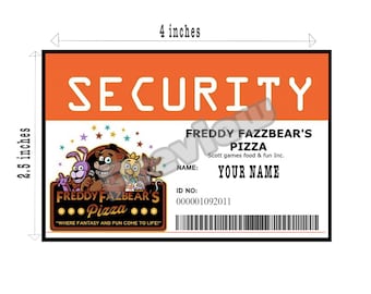 Night Guard Freddy Fazbear's Pizza FNAF ID Badge (Wide) [Personalized] -  Epic IDs