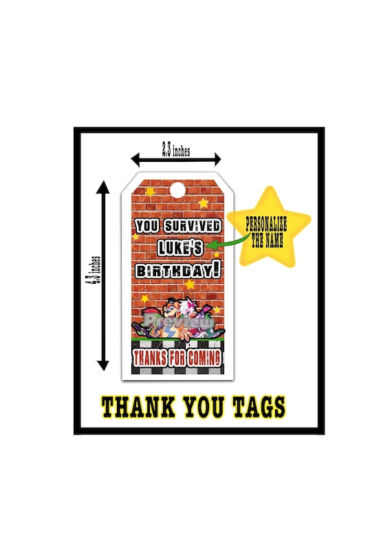 FNAF Party Thank You Tag Five Nights at Freddy's Goodie Bag Tag Security  Breach Thank You Card Personalized Digital 