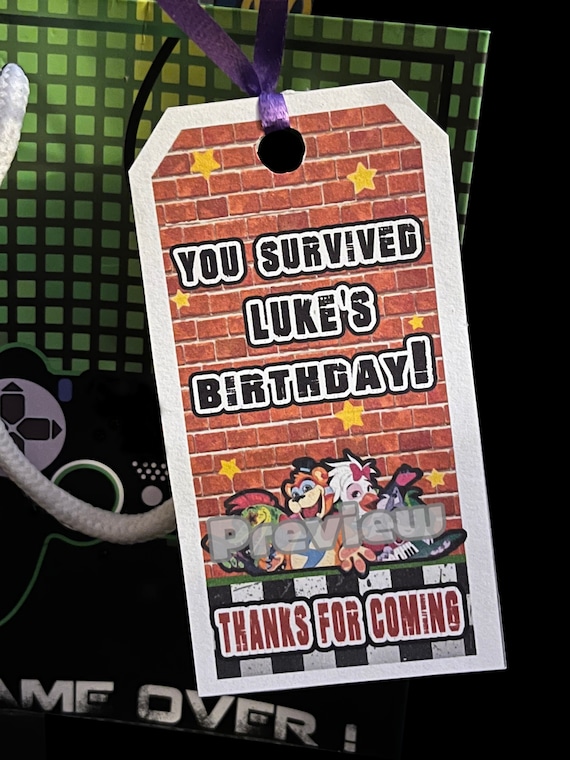 FNAF Party Thank You Tag Five Nights at Freddy's Goodie Bag Tag Security  Breach Thank You Card Personalized Digital 