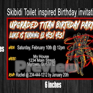 Skibidi toilet Birthday Invitations; Skibidi Toilet Series; Speakerman; Personalized; Printable; Digital Invites