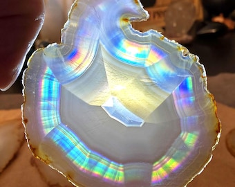 Rebanada de ágata iris arcoíris - Autorreflexión espectral de apertura del tercer ojo por difracción