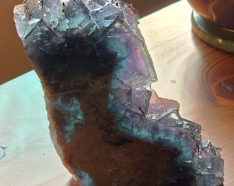 Losa de fluorita Galaxy con inclusiones de pirita - Autoportante