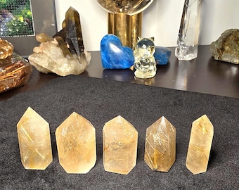 Golden Rutilated Quartz Towers Points Obelisk Self Standing