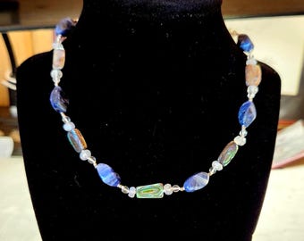 Sodaliet-maansteen Paua-ketting met schelp en kwarts