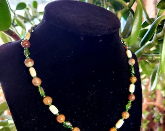 Australische opaal pietersietketting chroomdiopsis