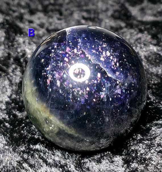 Galaxy Iolite Sphere - Blue Purple Cordeirite Confetti Bloodshot Iolite Schiller