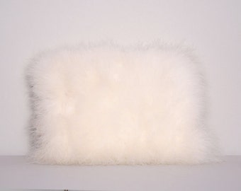 Muff artificial fur fox, white, ivory