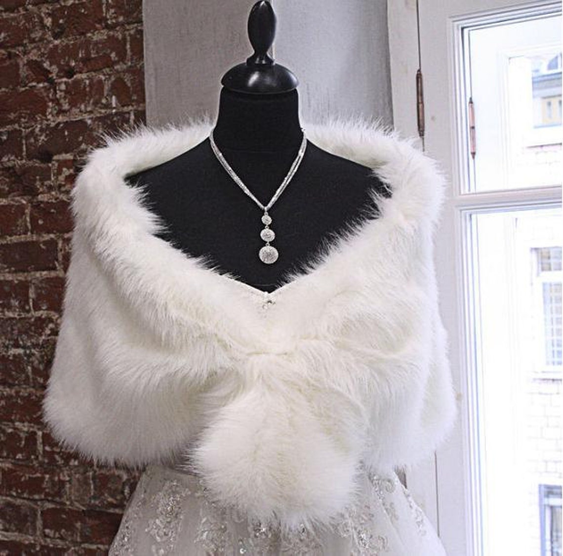 Faux Fur Shawl Capelet Bride's Cape Winter Wedding Faux - Etsy