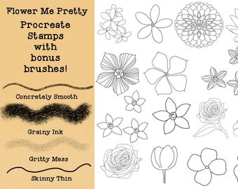 Flower Me Pretty Procreate stamps with bonus brushes