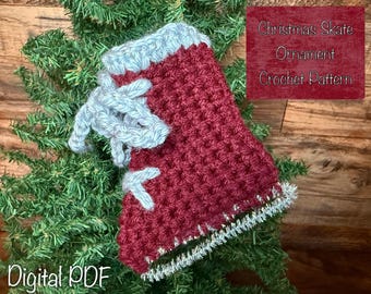 Patrón de ganchillo para adorno navideño de patines de hielo (PDF)
