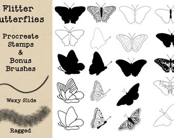 Flitter Butterflies Procreate Stamps and bonus brushes